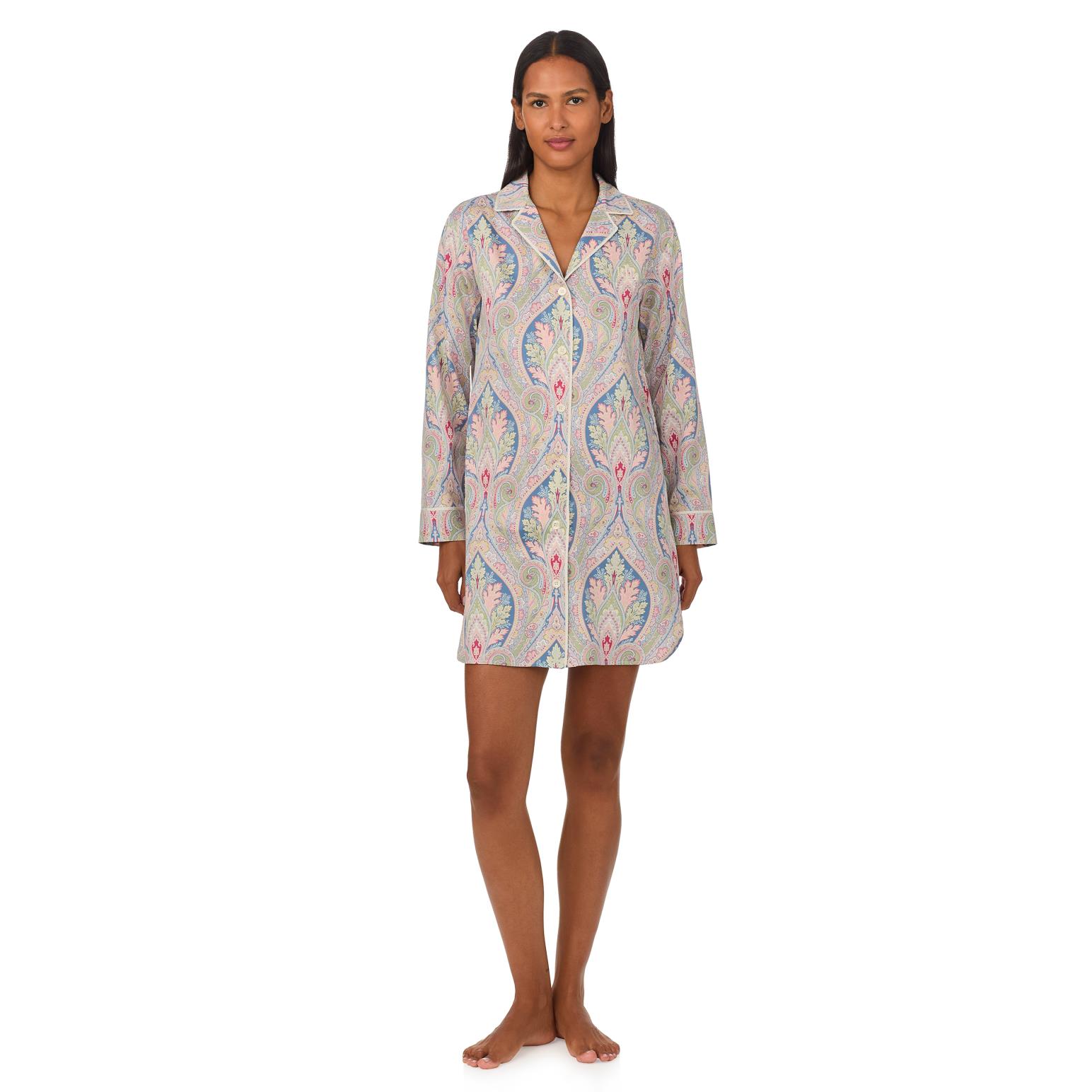 Lauren Ralph Lauren Classic Woven L/S Notch Collar Sleepshirt